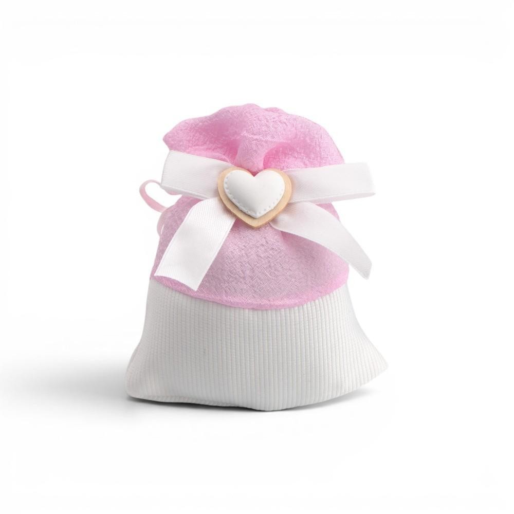 SACCHETTO RASO CUORE ROSA 10X1